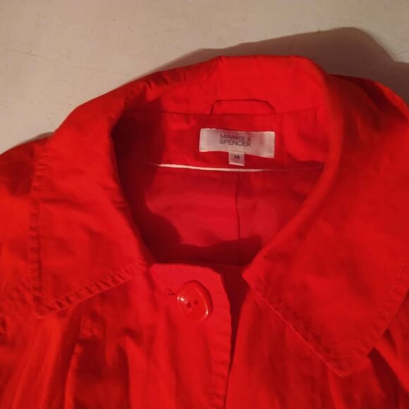 Red trench coat, Spring coat, Size 16 - Picture 2 of 4